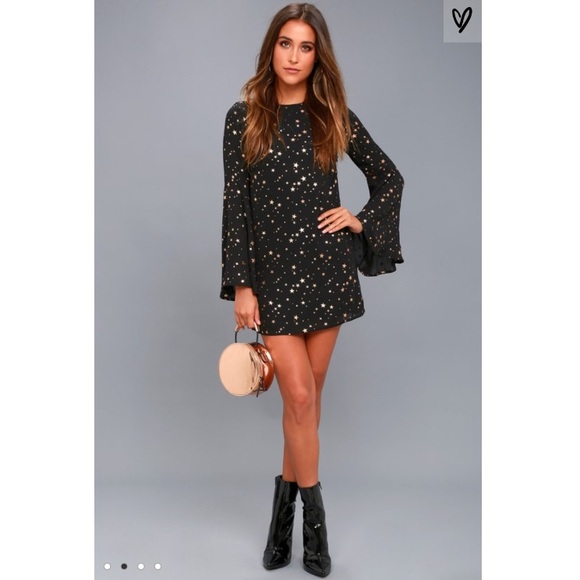 ⭐️ Lulu’s Shiny Rose Gold Star Dress ⭐️ - Picture 3 of 5